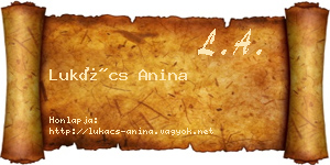 Lukács Anina névjegykártya
